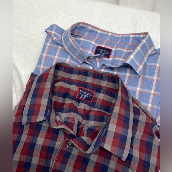 UNTUCKit Men's Casual Button Down Shirts - Blue and Red Plaid - Picture 1 of 8